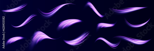 Neon light.Motion speed light lines.Colorful wave effect.Squiggle.Swirl curve effect.