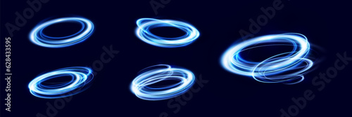 Neon magic circle.Futuristic light circle for background.Light frame.Vector.Magic portal.