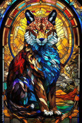 fictional stained glass window, generated by artificial intelligence