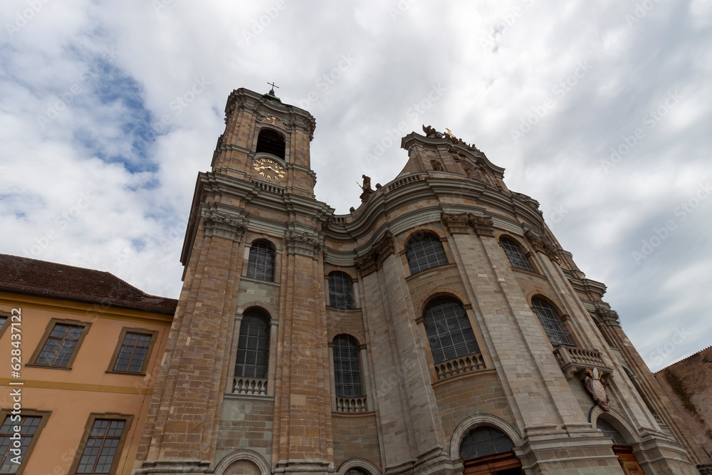 Facade of Saint Martin's Basilica in Weingarten. Former main church of Weingarten abbey