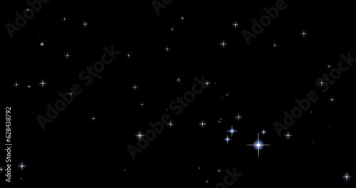 交差する青色の輝く星のパーティクルがぶつかって広がるアニメーション素材(背景透過)アルファチャンネル付MOV 