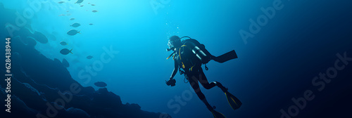 Fotografie, Obraz scuba diver and reef