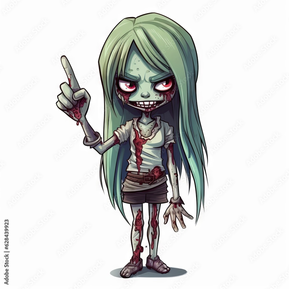 Adorable zombie girl approves with thumb up, Generative AI Adorable zombie girl approves with thumb up, Generative AI