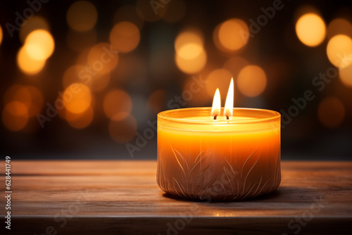 the warm glow of a flickering candle flame  casting a soft and mesmerizing light  creating a cozy and intimate atmosphere. Generative AI