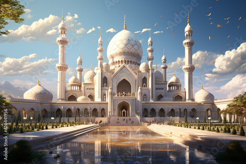 the unique elements and design of different mosques from various regions and historical periods, highlighting the diversity and beauty of mosque architecture. Generative AI