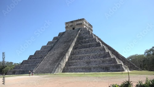 Pyramid Kukulcan in Chichen Itza Yucatn Mexico wide angle shot photo