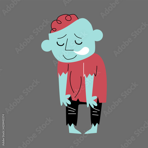 Zombie is sleepwalking . Halloween cartoon characters . Vector .