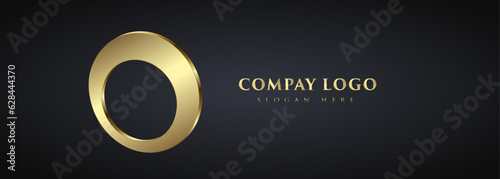 A dark Luxury circle Logo concepts in vector on dark background, an elegant company Logo design, vector illustration Logo banner