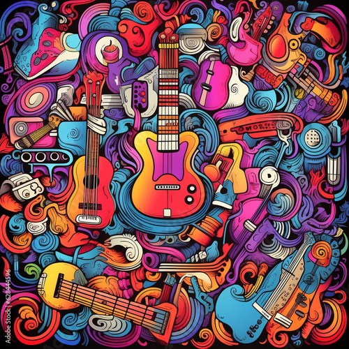 Colorful musical doodle background