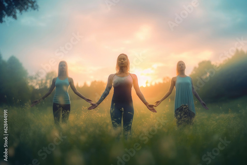 Three People in Yoga Pose