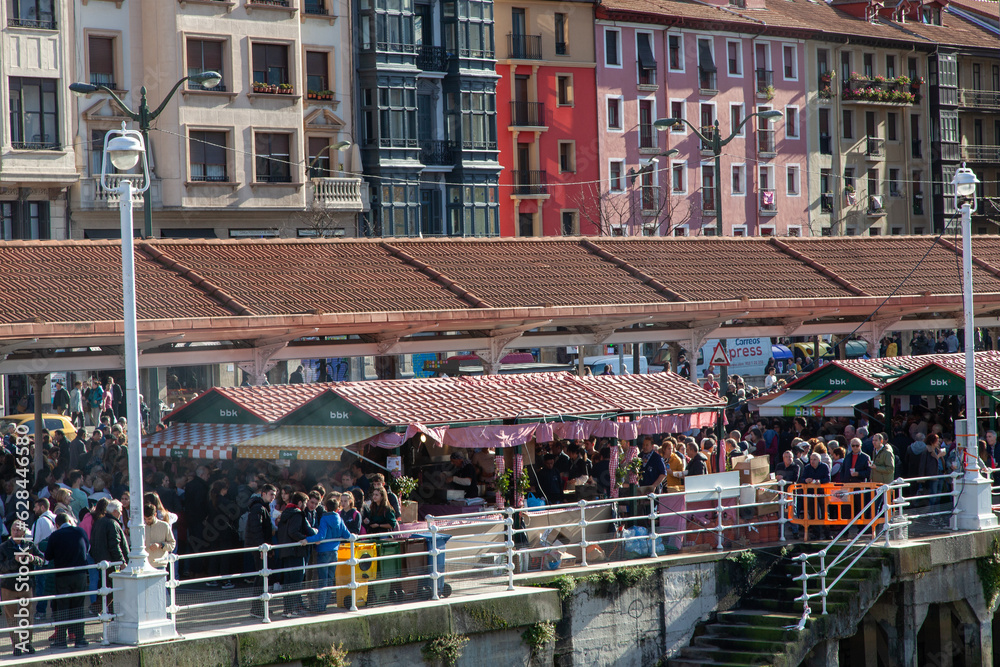 Plano general del mercado anual de Santo Tomás en Bilbao, Bizkaia, País Vasco