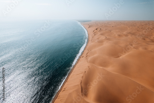 Aerial Drone, Where Desert Meets the Ocean, Sandwich Harbour, Namibia, Africa