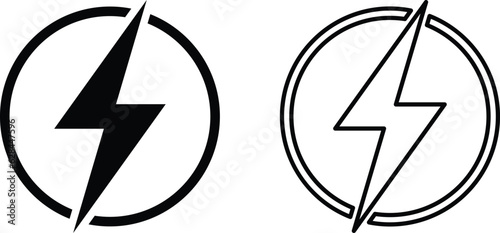 Power icon set in two styles . Energy icon vector . Electric power icon