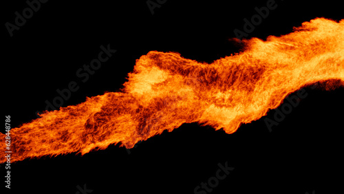 fire flame on black background. a realistic fire background. flame thrower background