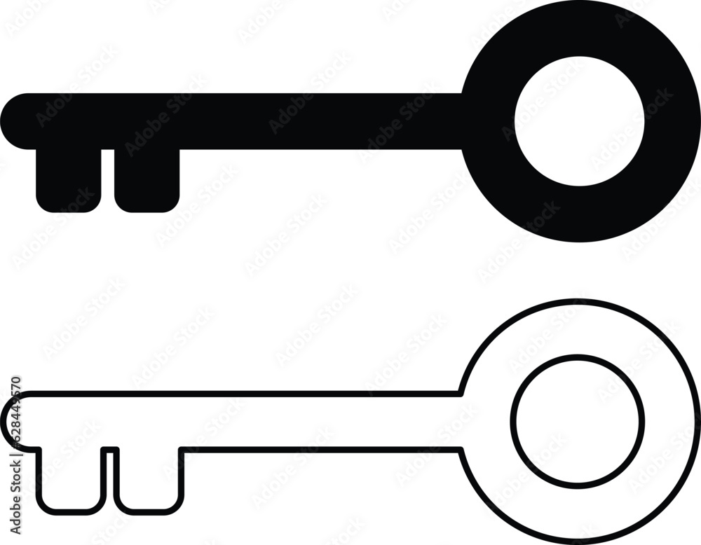 Key icon set in two styles . Key vector icon. Key symbol Key icon set in two styles . Key vector icon. Key symbol