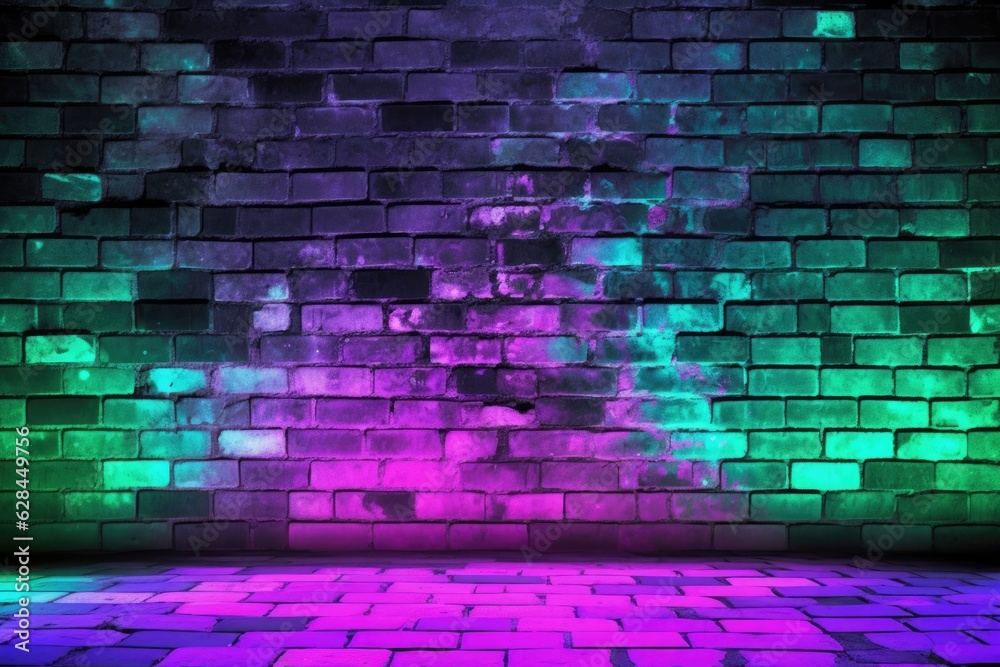 Digital Artistry: Dark Green and Violet Textured Wall with Bright Blue and Green Lighting Digital Artistry: Dark Green and Violet Textured Wall with Bright Blue and Green Lighting