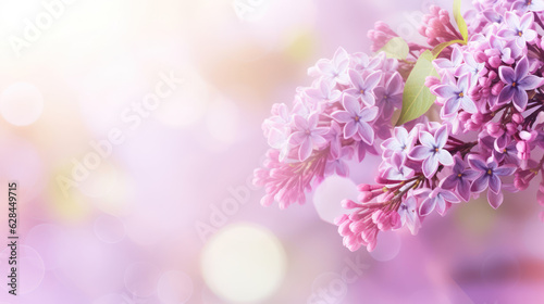 Pink lilac flowers on a blurred background
