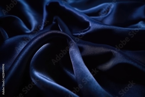 Flowing Fabrics and Canvas Texture: Deep Blue Elegance in a Dark Navy Background
