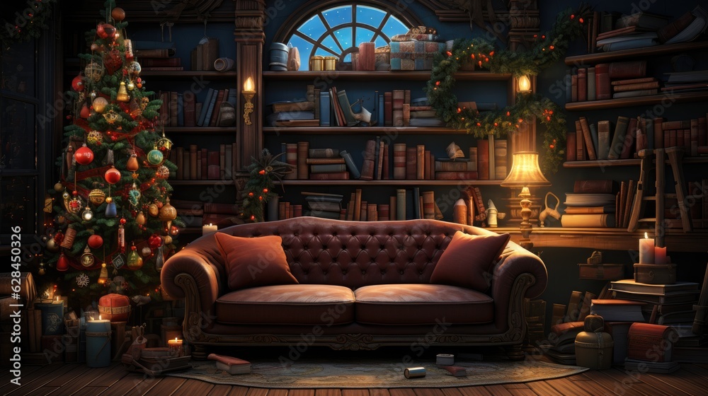 Merry Christmas happy holidays beautiful living room decorated Christmas living room, inside Magic glowing tree, gifts in the darknight, fireplaces and gifts, Modern interior living room Christmas Merry Christmas happy holidays beautiful living room decorated Christmas living room, inside Magic glowing tree, gifts in the darknight, fireplaces and gifts, Modern interior living room Christmas
