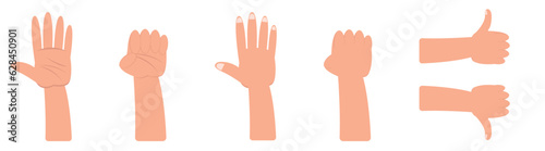 palm hand thumb up thumb down like dislike flat design