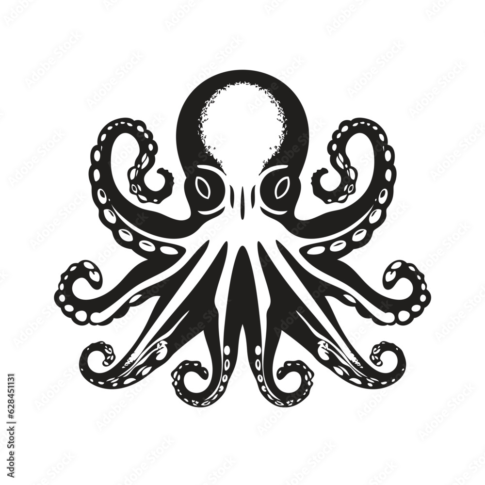 Octopus logo graphic design. Poulpe icon drawing. Vector illustration ...