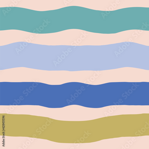 Abstract bold striped patter. Vector seamless pattern with hand drawn horizontal lines. Colourful lined texture