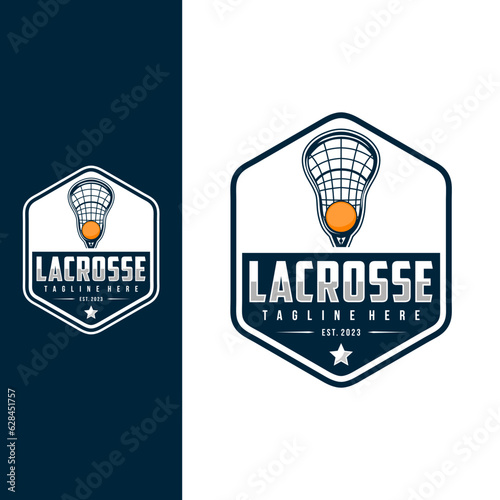 Lacrosse badge emblem logo. Sports label vector illustration