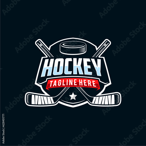 Hockey badge emblem logo. Sports label vector illustration for a hockey club