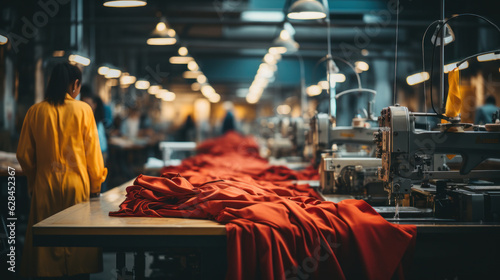 Craftsmanship in Motion: Garment Factory in Italy. Generative AI photo