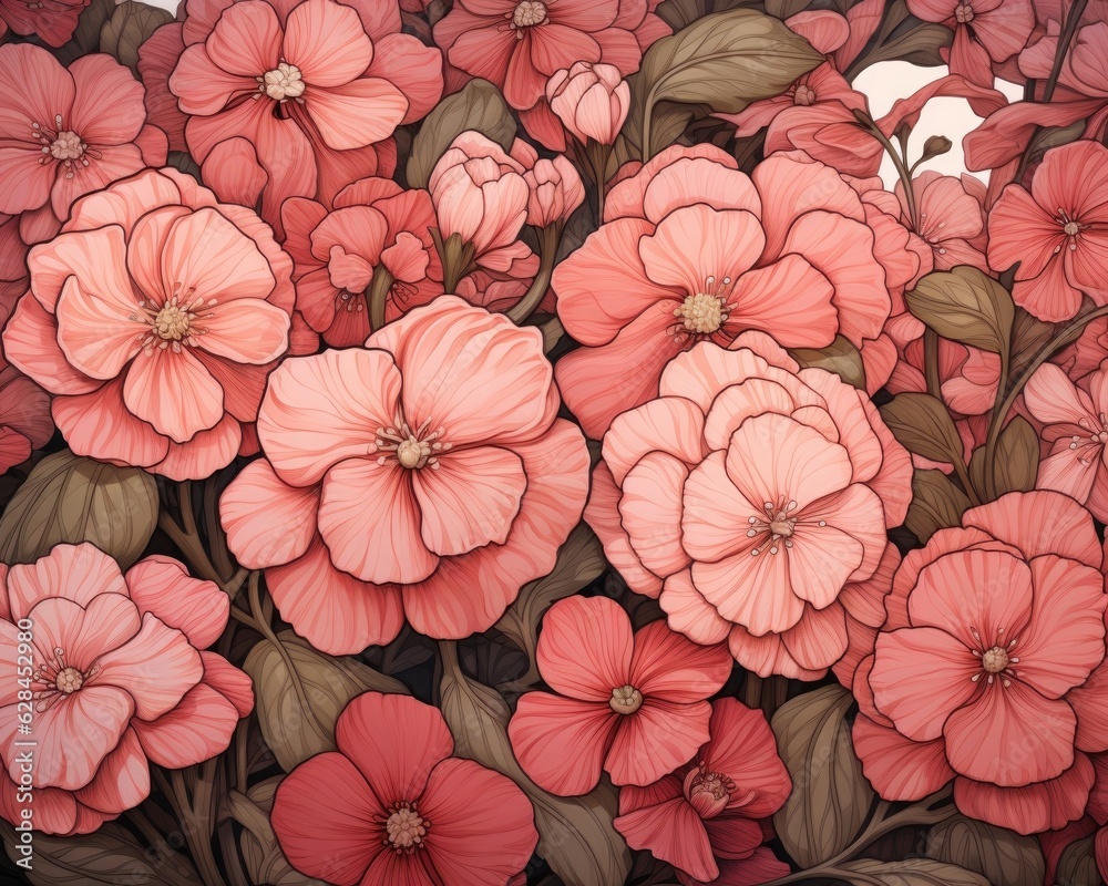 Pink flowers with petals shown in close-up view. (Generative AI) Pink flowers with petals shown in close-up view. (Generative AI)