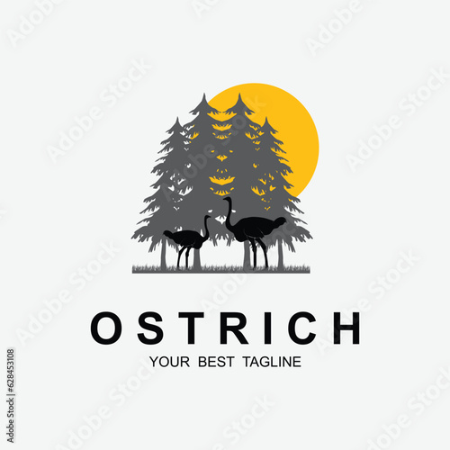 ostrich logo vector template illustration design photo