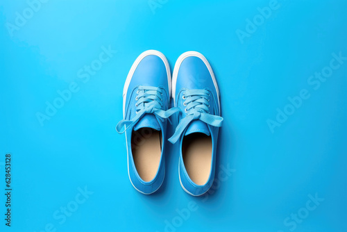 Fresh Blue Sneakers on a Neutral Background