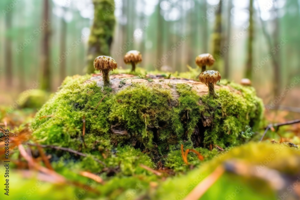Enchanted Landscape: Mossy Log, Mirrored Mushroom & Collage | High-Res Fairy Tale Scene Enchanted Landscape: Mossy Log, Mirrored Mushroom & Collage | High-Res Fairy Tale Scene