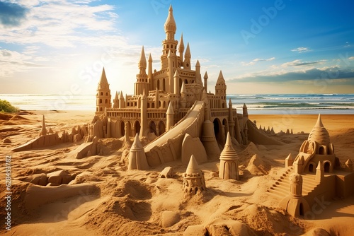 Sandcastles arranged in a grand sand kingdom