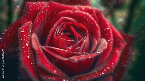 A Stunning Macro Shot of a Dewy Red Rose