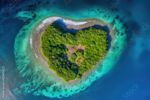 Eternal Love: A Heart-Shaped Oasis in the Ocean © Andrii 