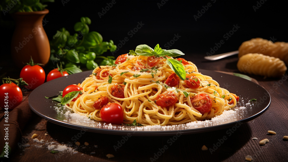 Pasta on the plate food background