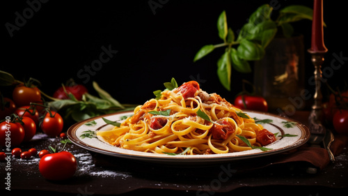 Pasta on the plate food background