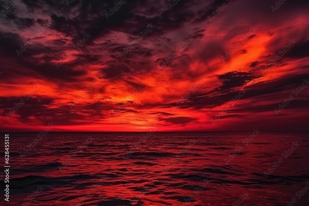 Unsettling Clouds and Dark Intensity: Emotional Atmosphere at Sunset Over Ocean | Gothic Drama