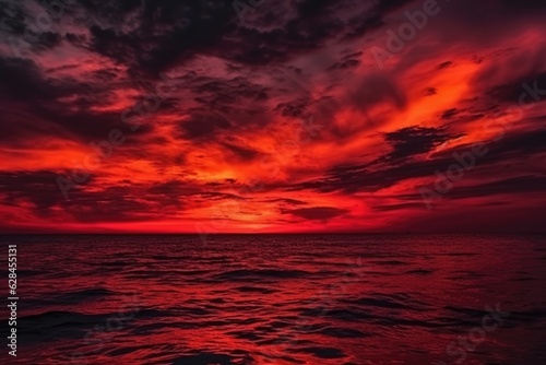 Unsettling Clouds and Dark Intensity: Emotional Atmosphere at Sunset Over Ocean   Gothic Drama © Philipp