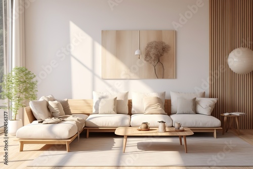 Stylish interior of living room with comfortable furniture,Generative AI