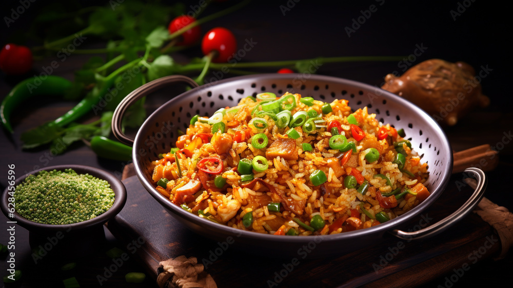 A plate of spicy fried rice A plate of spicy fried rice
