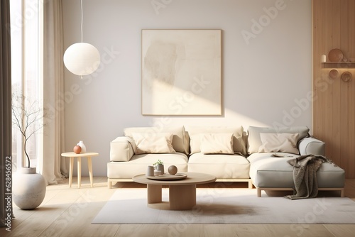 Stylish interior of living room with comfortable furniture,Generative AI