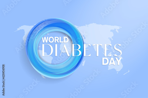 Creative 3D World Diabetes Day Banner on map of Earth, celebrated on November 14. Diabetes Day concept banner  template wallpaper. Vector Illustration. EPS 10.