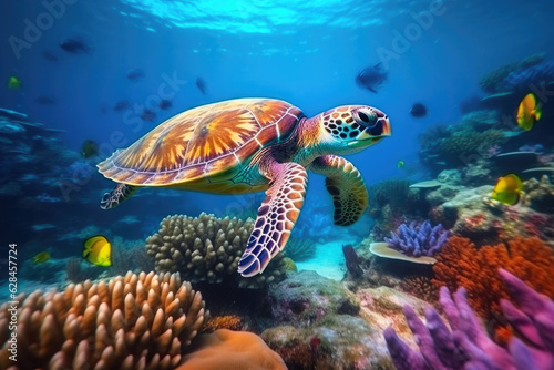 Vibrant Marine Ecosystem: A Coral Reef Wonderland © AIproduction