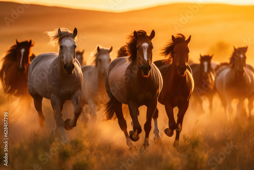 Graceful Elegance  Wild Horses in Motion