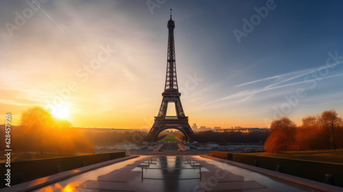 Iconic Eiffel Tower at Sunrise: A Timeless Beauty © AIproduction