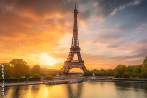 Eiffel Tower's Majestic Silhouette at Sunrise © AIproduction