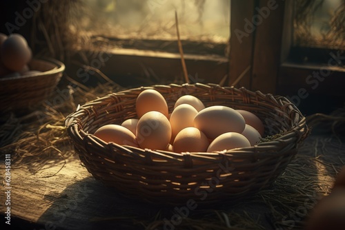 Egg rustic basket organic. Generate Ai