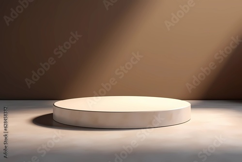 Beautiful minimalist background for presentations in form of empty round pedestal, podium